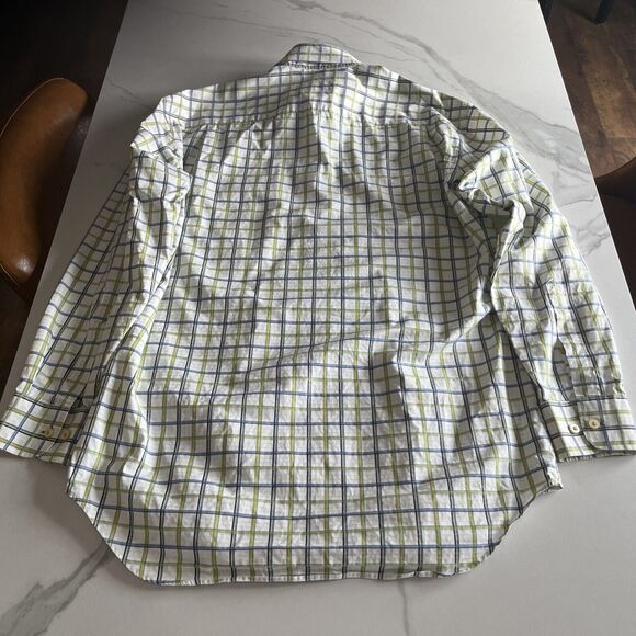 Robert Talbott Carmel Mens Plaid Blue & Green Button Front Shirt M Cotton EUC - Picture 12 of 13